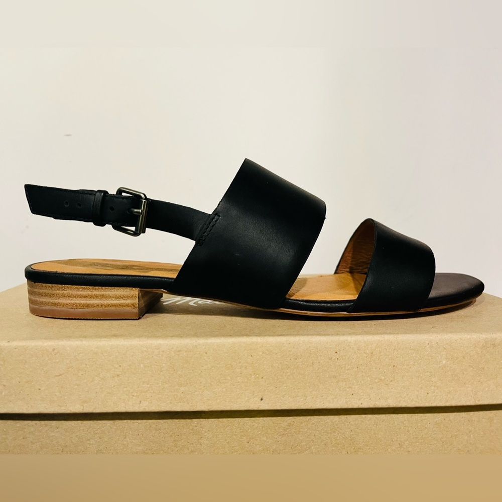 New! Unworn! Black Leather Slingback Sandals